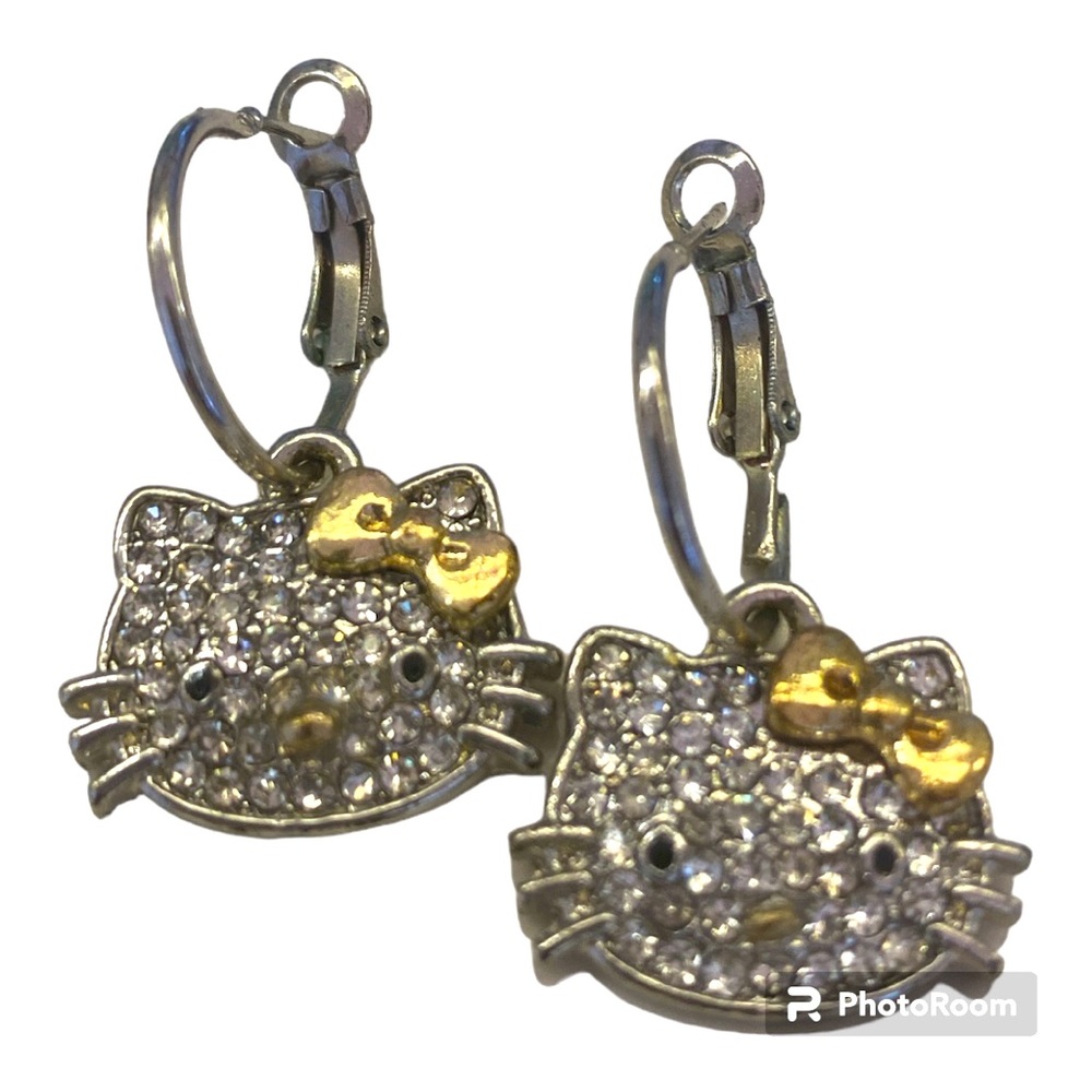 Hello Kitty sparkle rhinestone bling drop pierced earrings